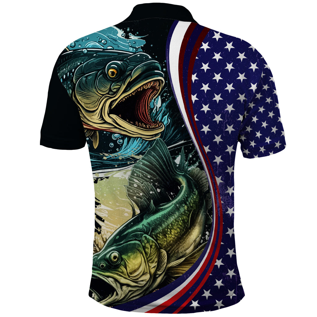 Bass Fishing Polo Shirt Double Largemouth Bass Old Style - Wonder Print Shop
