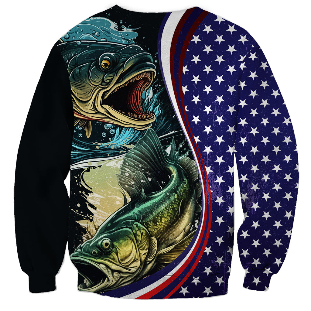 Bass Fishing Sweatshirt Double Largemouth Bass Old Style - Wonder Print Shop