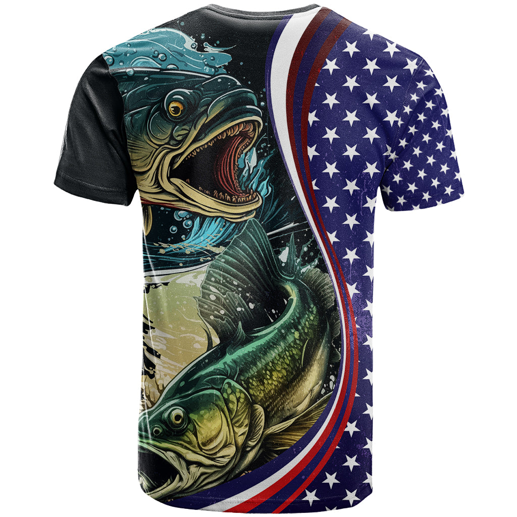 Bass Fishing T Shirt Double Largemouth Bass Old Style - Wonder Print Shop