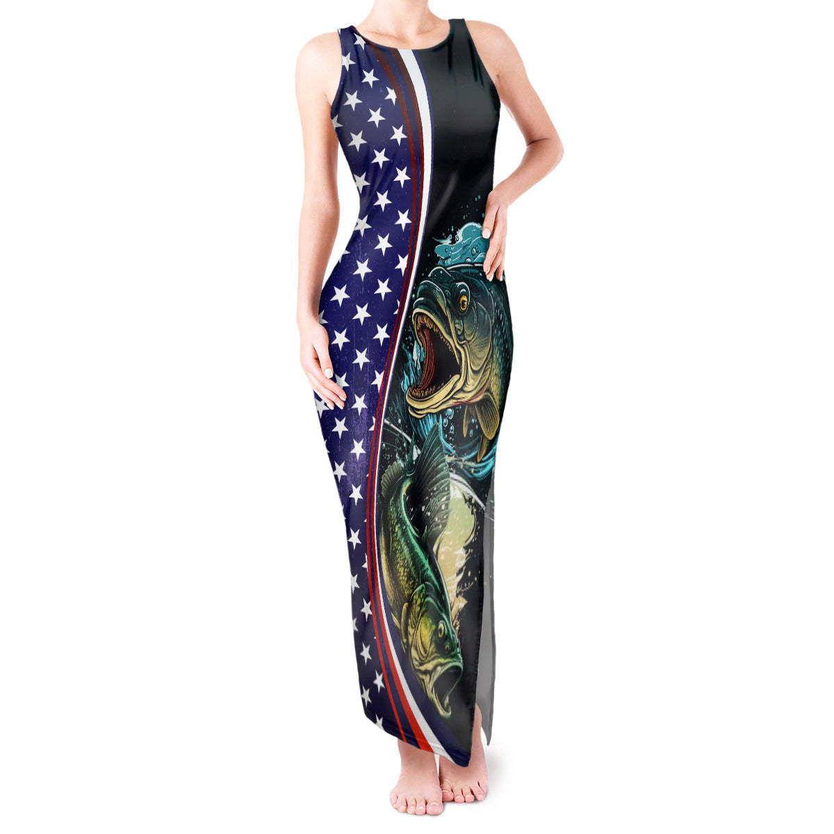 Bass Fishing Tank Maxi Dress Double Largemouth Bass Old Style - Wonder Print Shop