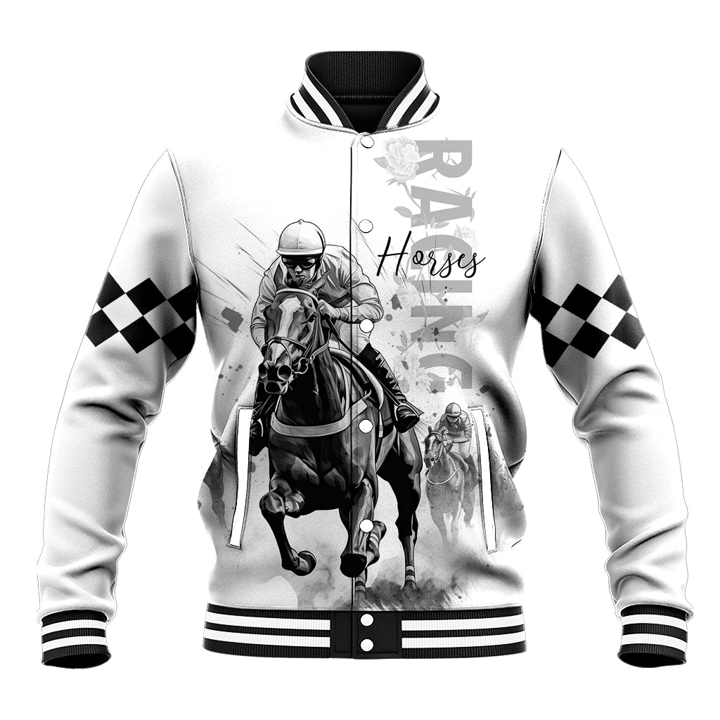 Kentucky Horses Racing Baseball Jacket Jockey Drawing Style - Wonder Print Shop