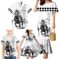 Kentucky Horses Racing Family Matching Mermaid Dress and Hawaiian Shirt Jockey Drawing Style - Wonder Print Shop