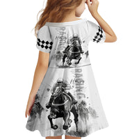 Kentucky Horses Racing Family Matching Off Shoulder Short Dress and Hawaiian Shirt Jockey Drawing Style - Wonder Print Shop