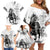 Kentucky Horses Racing Family Matching Off Shoulder Short Dress and Hawaiian Shirt Jockey Drawing Style - Wonder Print Shop