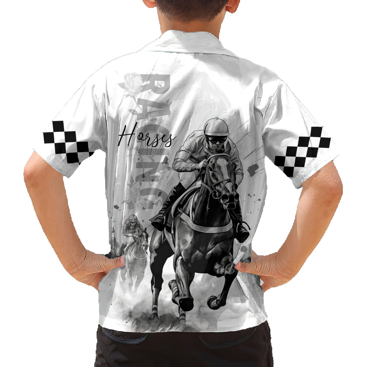 Kentucky Horses Racing Family Matching Puletasi and Hawaiian Shirt Jockey Drawing Style - Wonder Print Shop