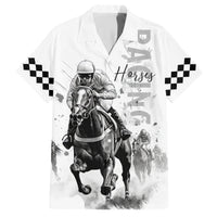 Kentucky Horses Racing Family Matching Short Sleeve Bodycon Dress and Hawaiian Shirt Jockey Drawing Style - Wonder Print Shop