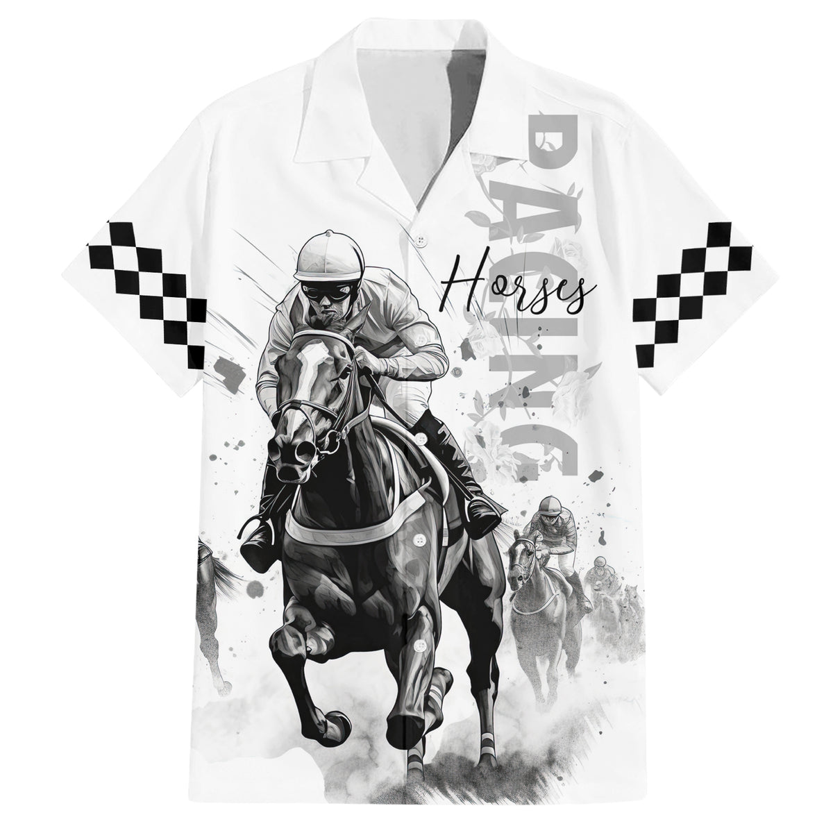 Kentucky Horses Racing Hawaiian Shirt Jockey Drawing Style - Wonder Print Shop
