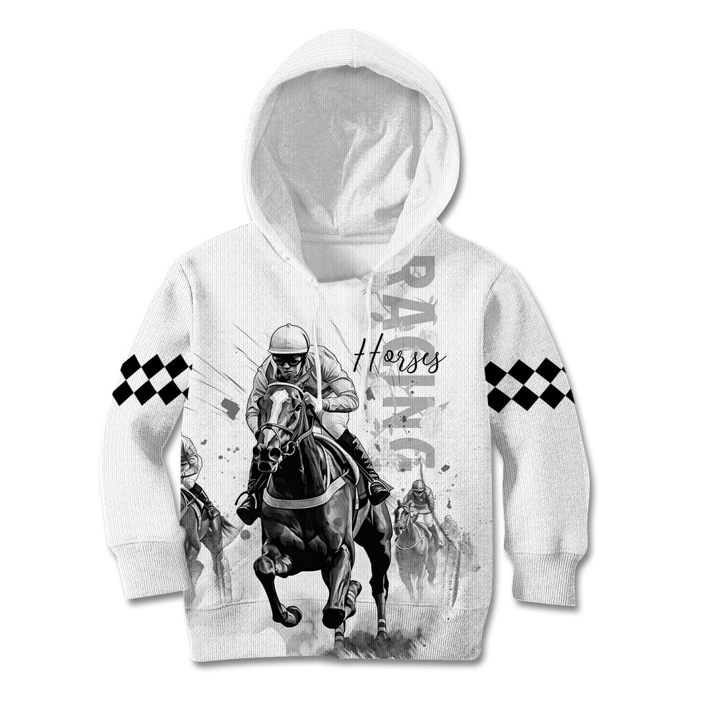 Kentucky Horses Racing Kid Hoodie Jockey Drawing Style - Wonder Print Shop