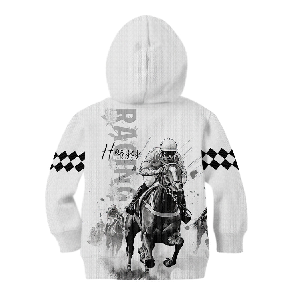 Kentucky Horses Racing Kid Hoodie Jockey Drawing Style - Wonder Print Shop