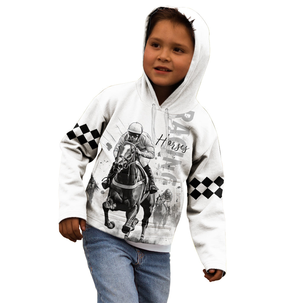 Kentucky Horses Racing Kid Hoodie Jockey Drawing Style - Wonder Print Shop