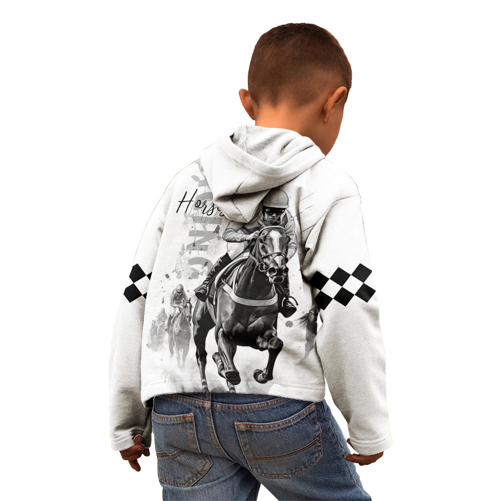 Kentucky Horses Racing Kid Hoodie Jockey Drawing Style - Wonder Print Shop