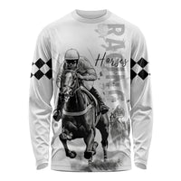 Kentucky Horses Racing Long Sleeve Shirt Jockey Drawing Style - Wonder Print Shop