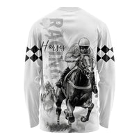 Kentucky Horses Racing Long Sleeve Shirt Jockey Drawing Style - Wonder Print Shop