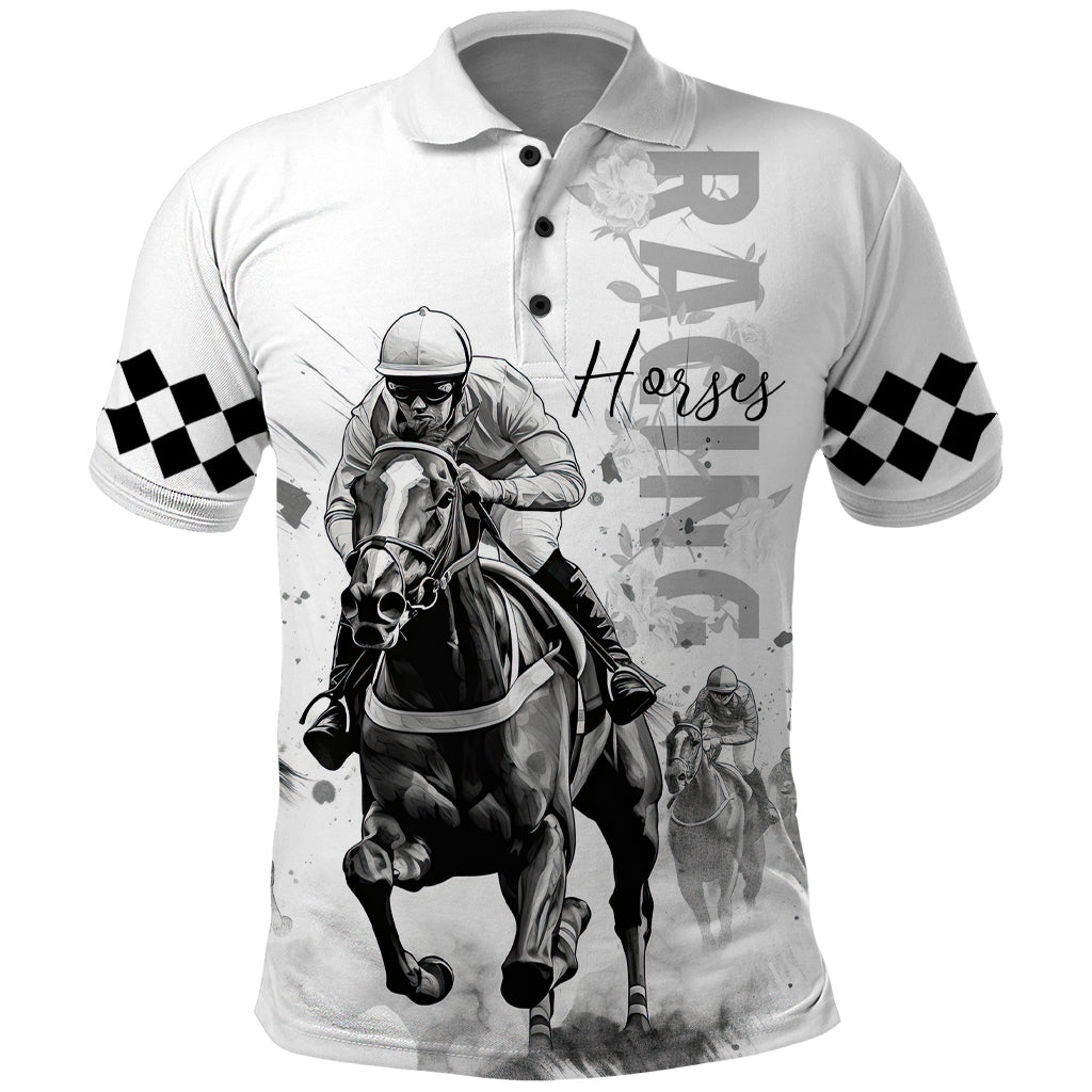 Kentucky Horses Racing Polo Shirt Jockey Drawing Style - Wonder Print Shop