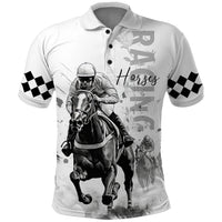 Kentucky Horses Racing Polo Shirt Jockey Drawing Style - Wonder Print Shop