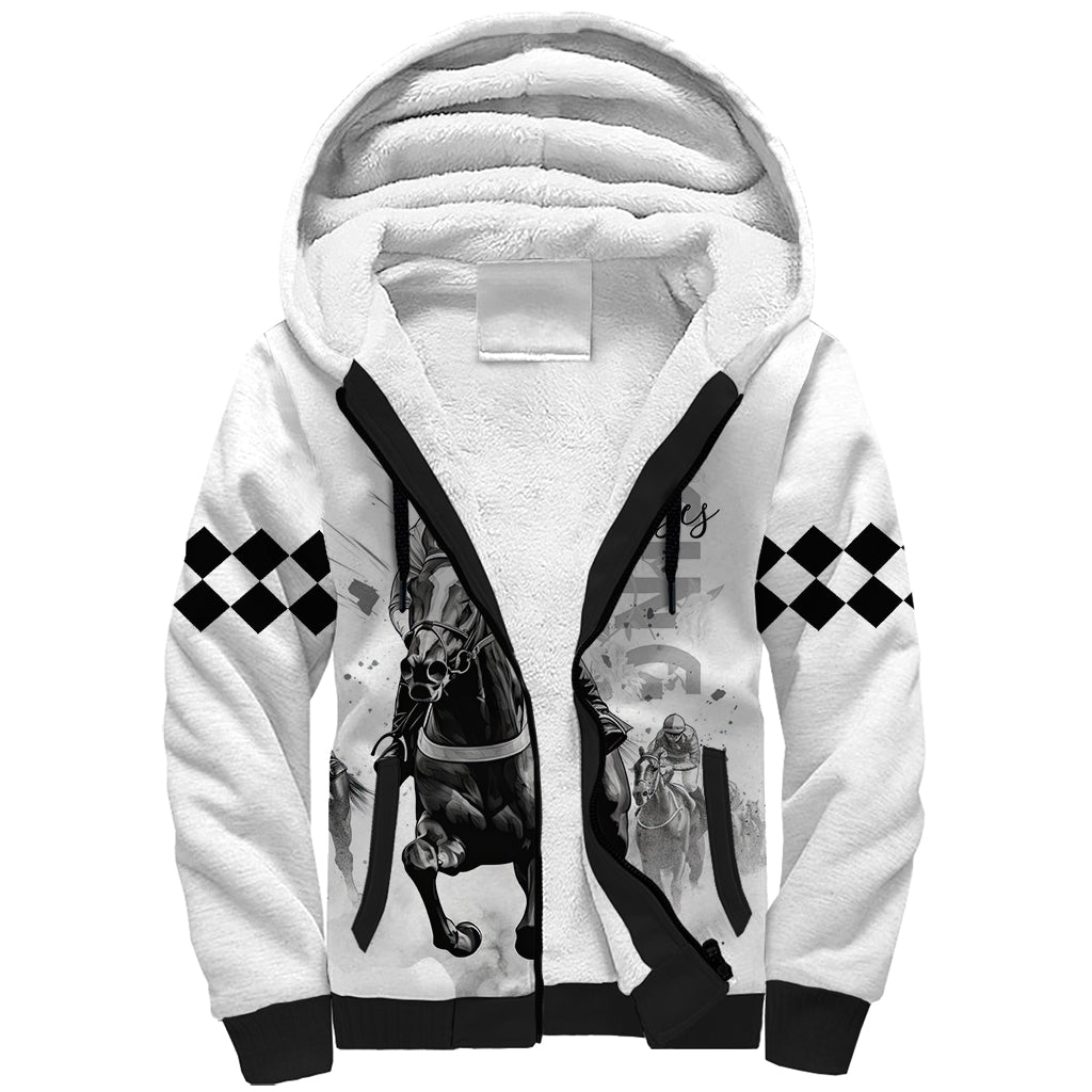 Kentucky Horses Racing Sherpa Hoodie Jockey Drawing Style - Wonder Print Shop