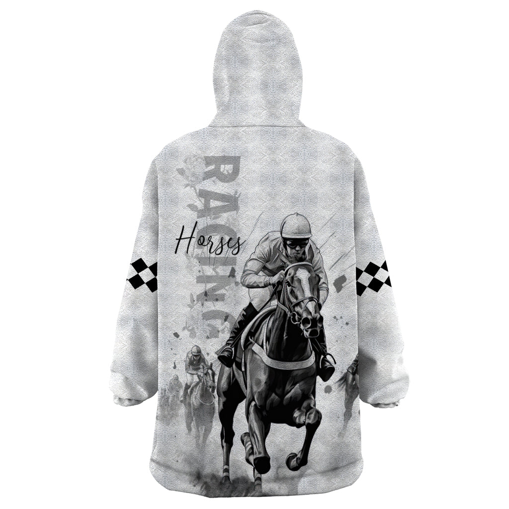 Kentucky Horses Racing Wearable Blanket Hoodie Jockey Drawing Style - Wonder Print Shop