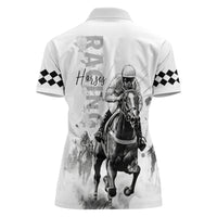 Kentucky Horses Racing Women Polo Shirt Jockey Drawing Style - Wonder Print Shop