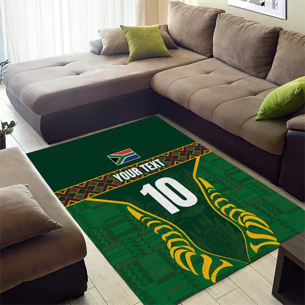 Custom South Africa Rugby Area Rug Springboks Spirit and King Protea