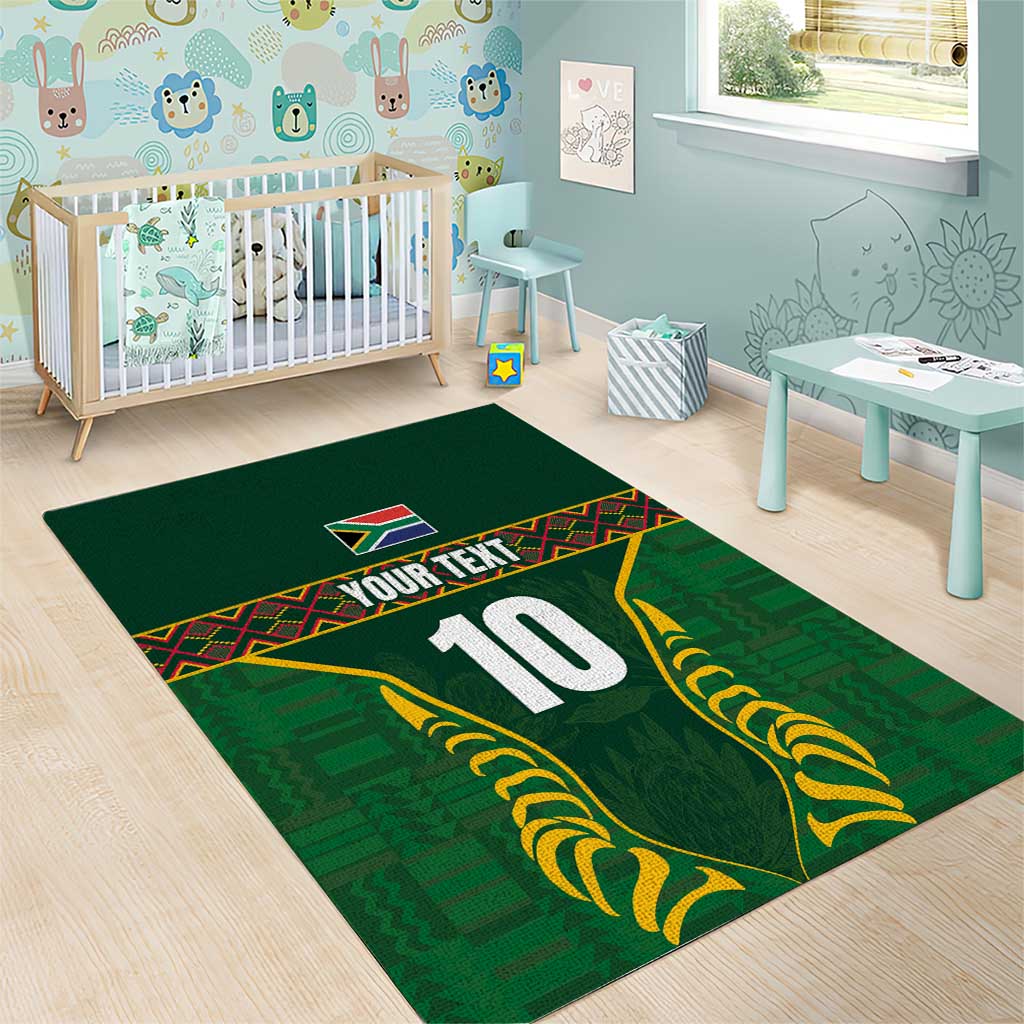 Custom South Africa Rugby Area Rug Springboks Spirit and King Protea