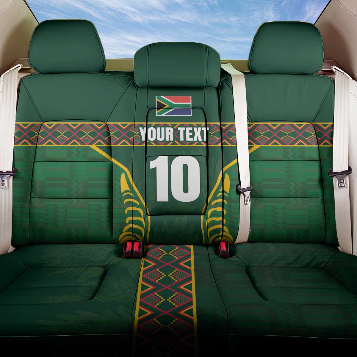 Custom South Africa Rugby Back Car Seat Cover Springboks Spirit and King Protea