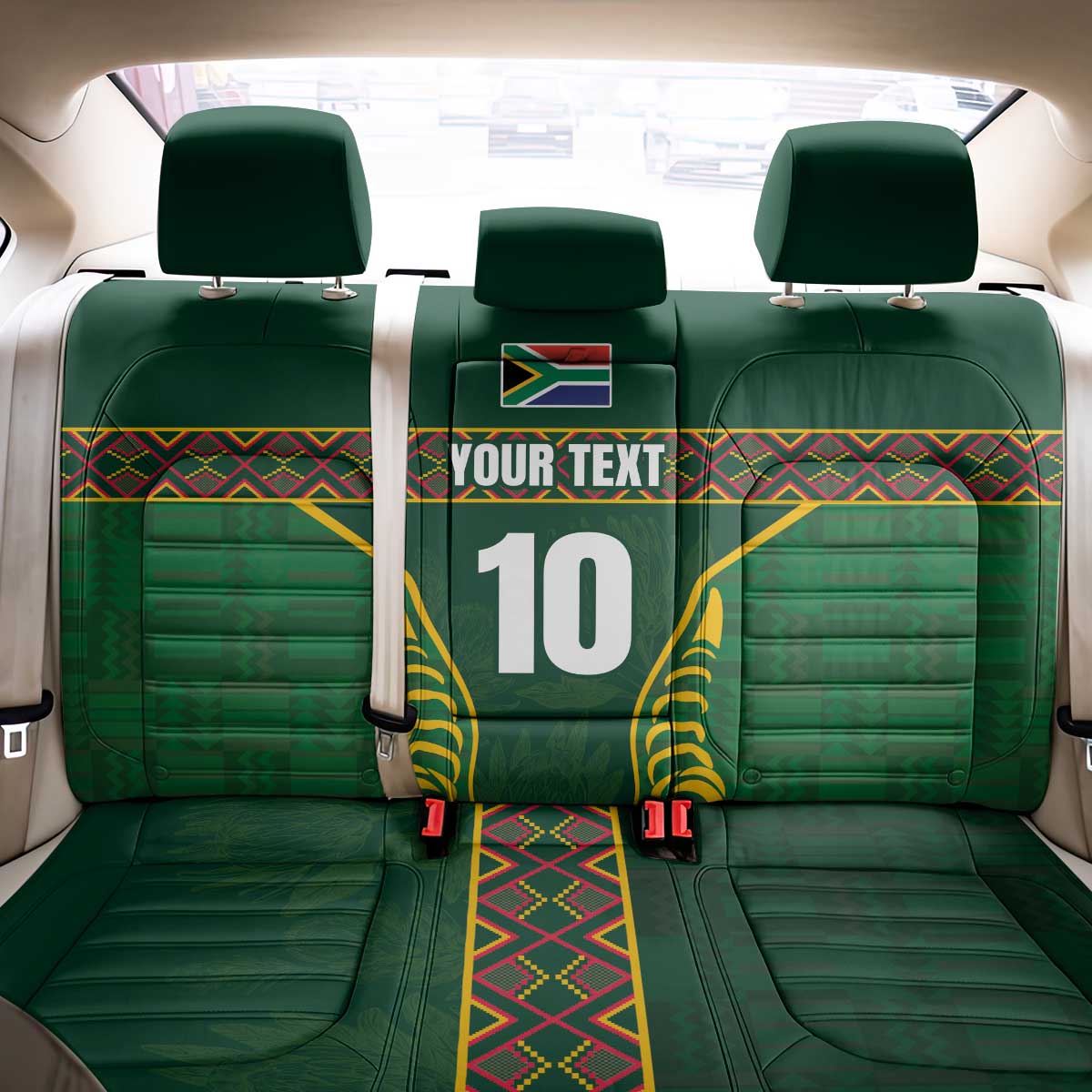 Custom South Africa Rugby Back Car Seat Cover Springboks Spirit and King Protea