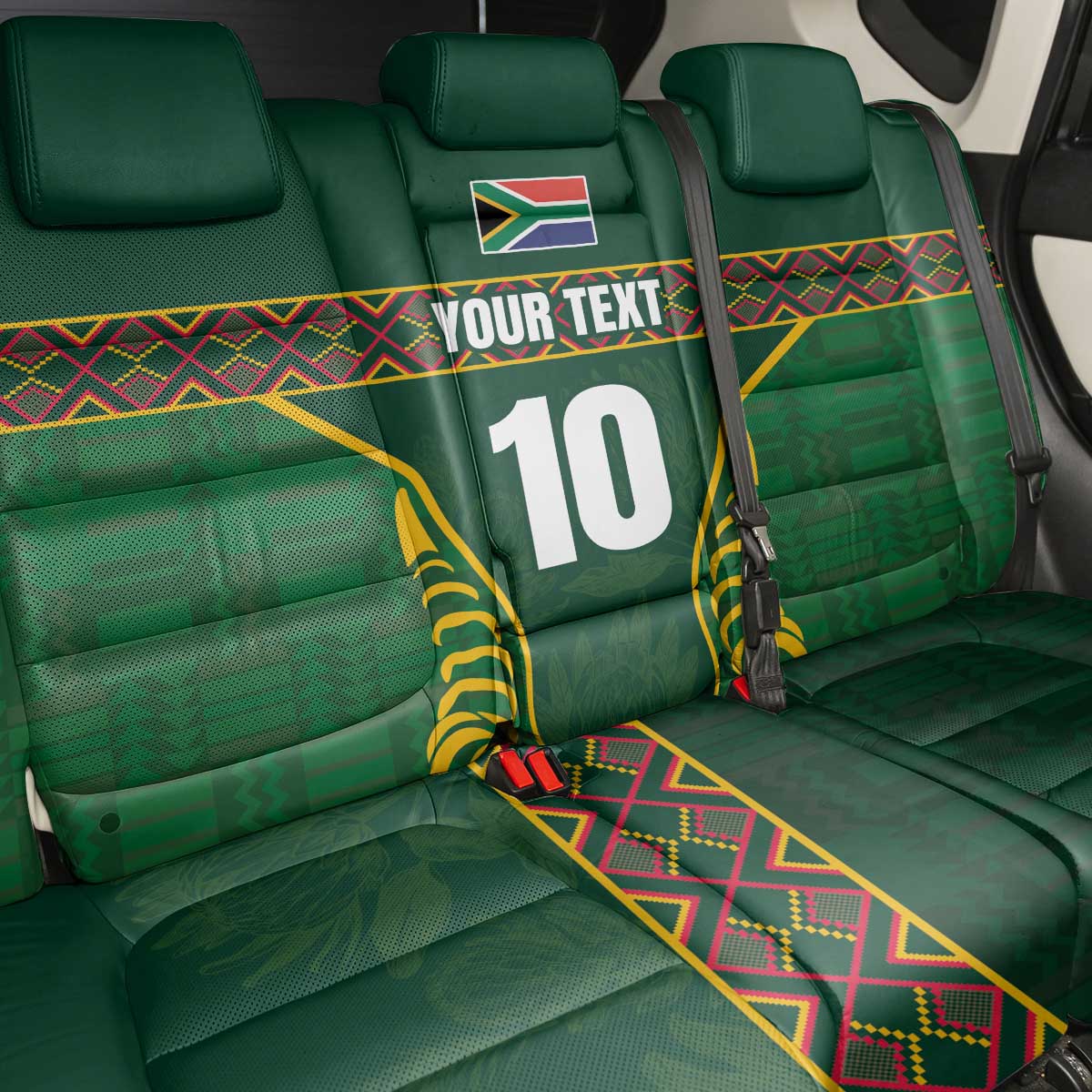 Custom South Africa Rugby Back Car Seat Cover Springboks Spirit and King Protea