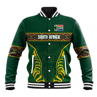 Custom South Africa Rugby Baseball Jacket Springboks Spirit and King Protea