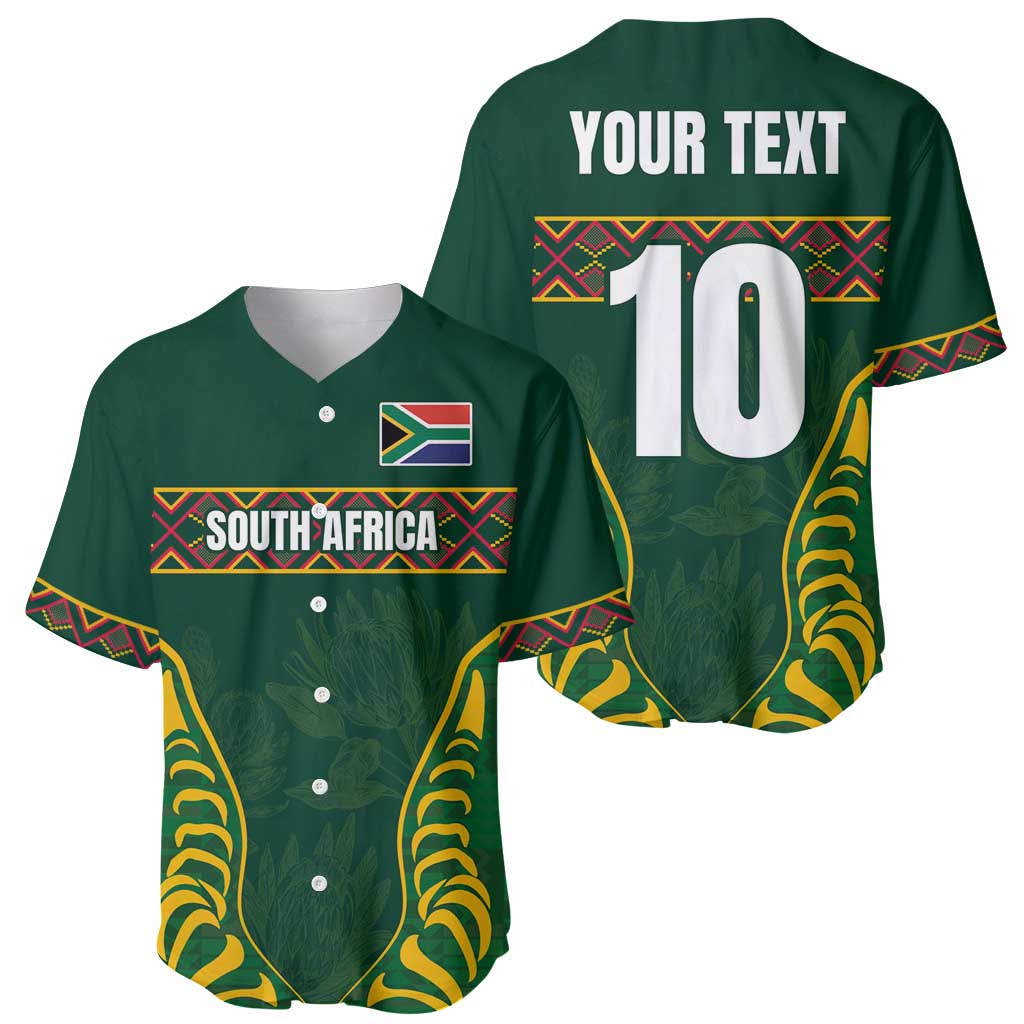 Custom South Africa Rugby Baseball Jersey Springboks Spirit and King Protea
