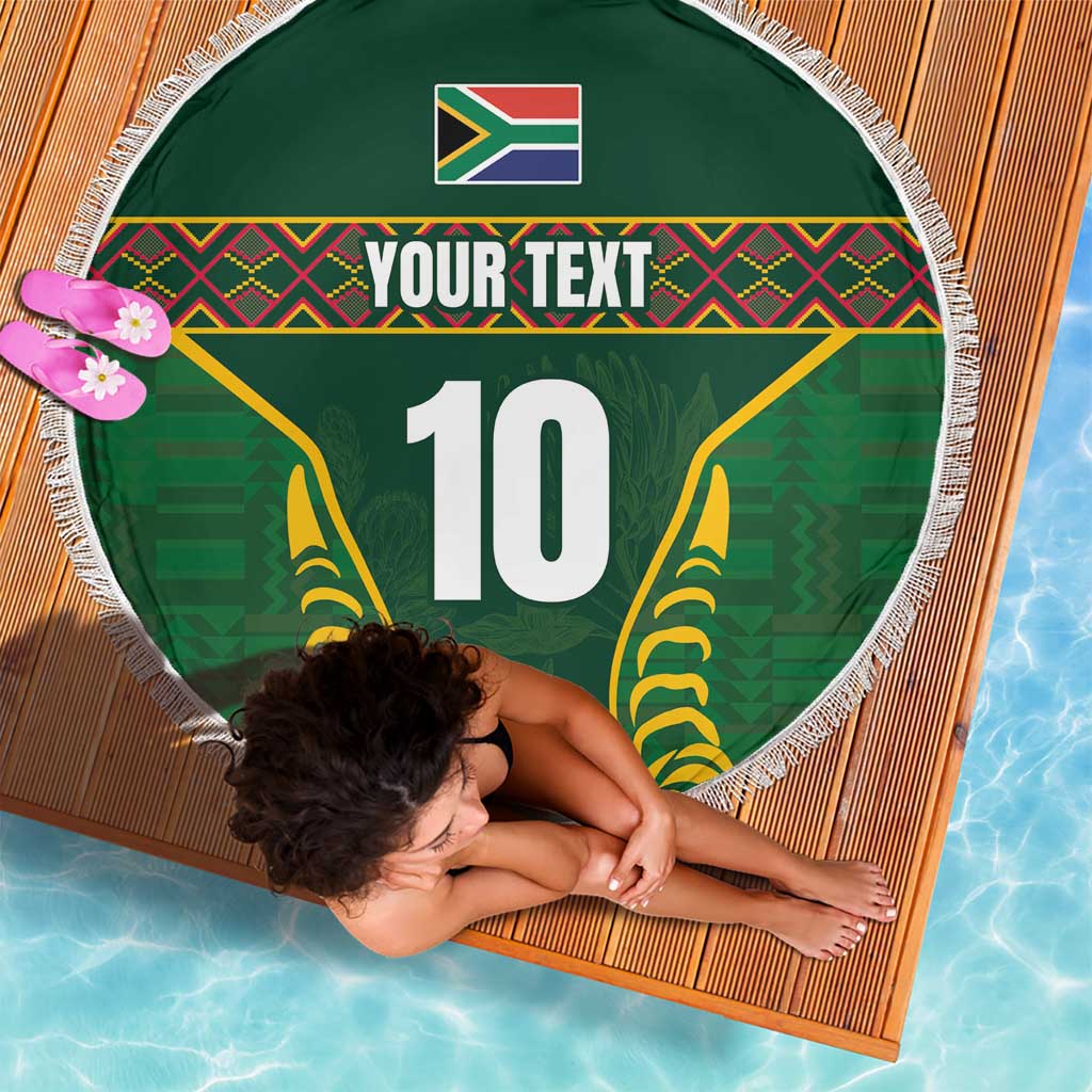 Custom South Africa Rugby Beach Blanket Springboks Spirit and King Protea