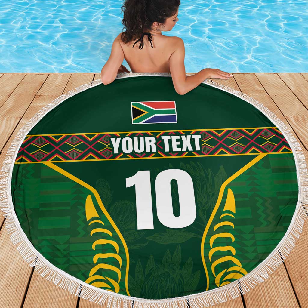 Custom South Africa Rugby Beach Blanket Springboks Spirit and King Protea
