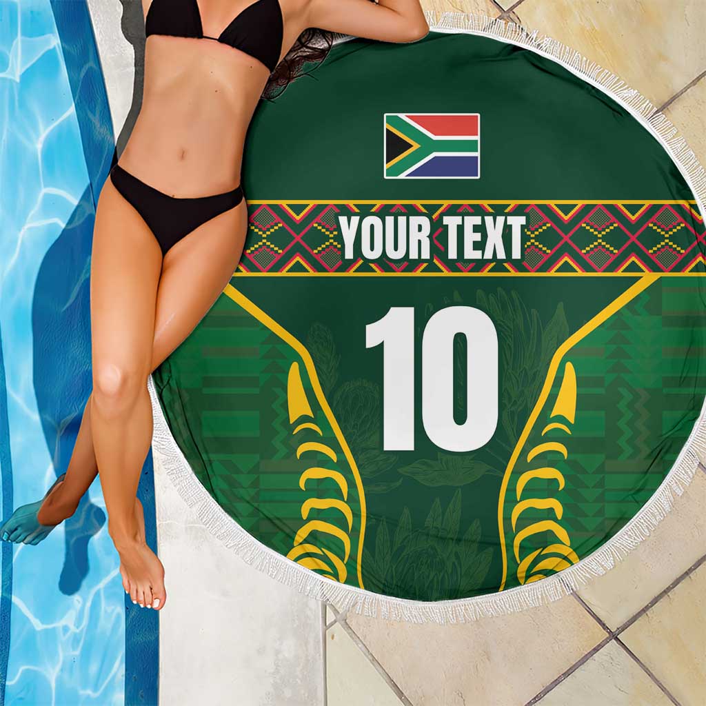 Custom South Africa Rugby Beach Blanket Springboks Spirit and King Protea