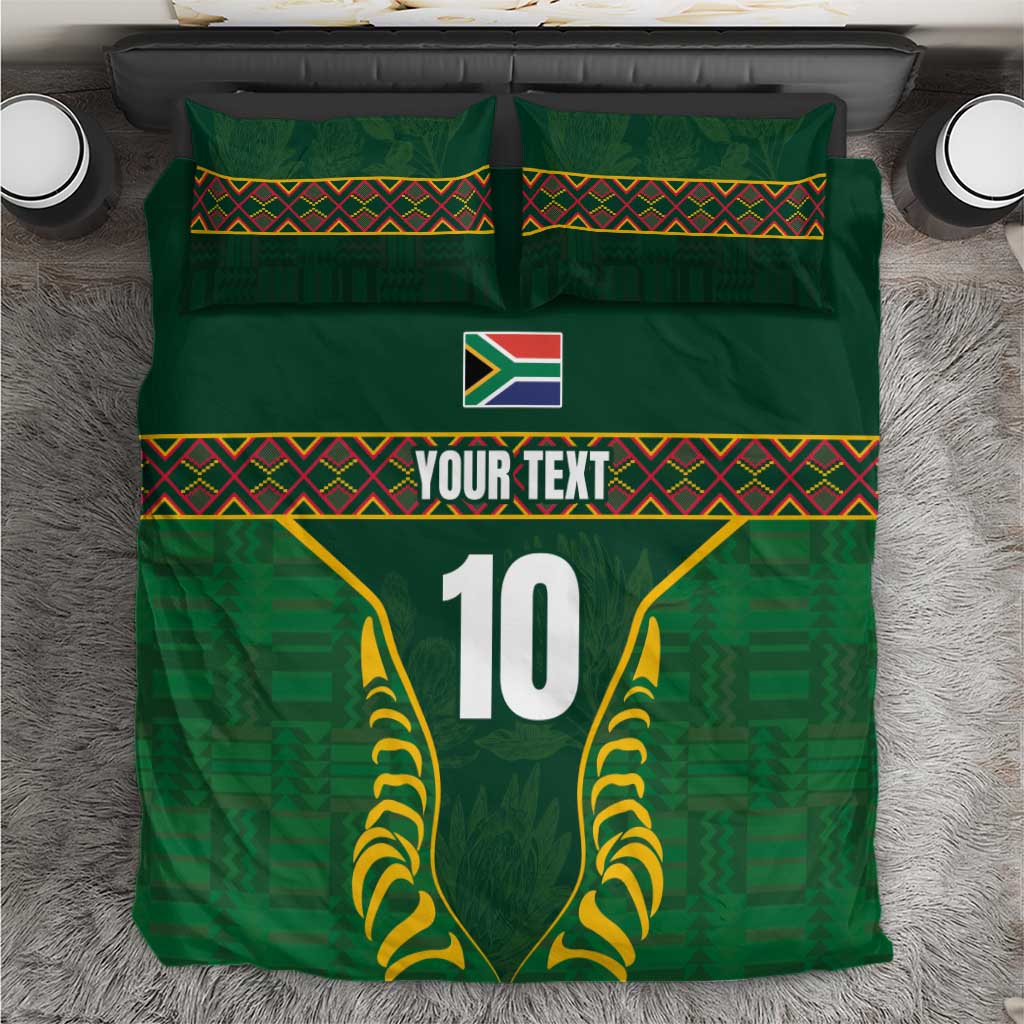 Custom South Africa Rugby Bedding Set Springboks Spirit and King Protea