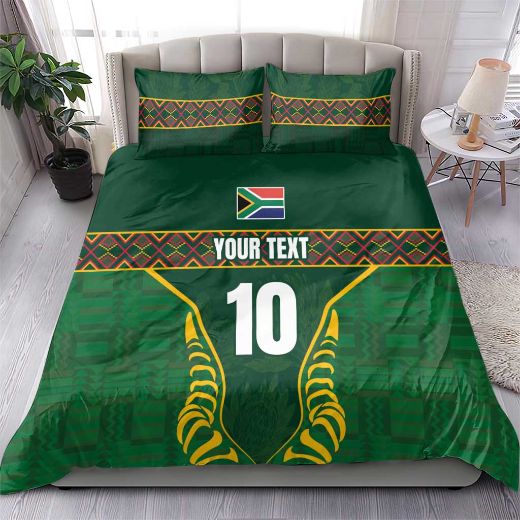 Custom South Africa Rugby Bedding Set Springboks Spirit and King Protea