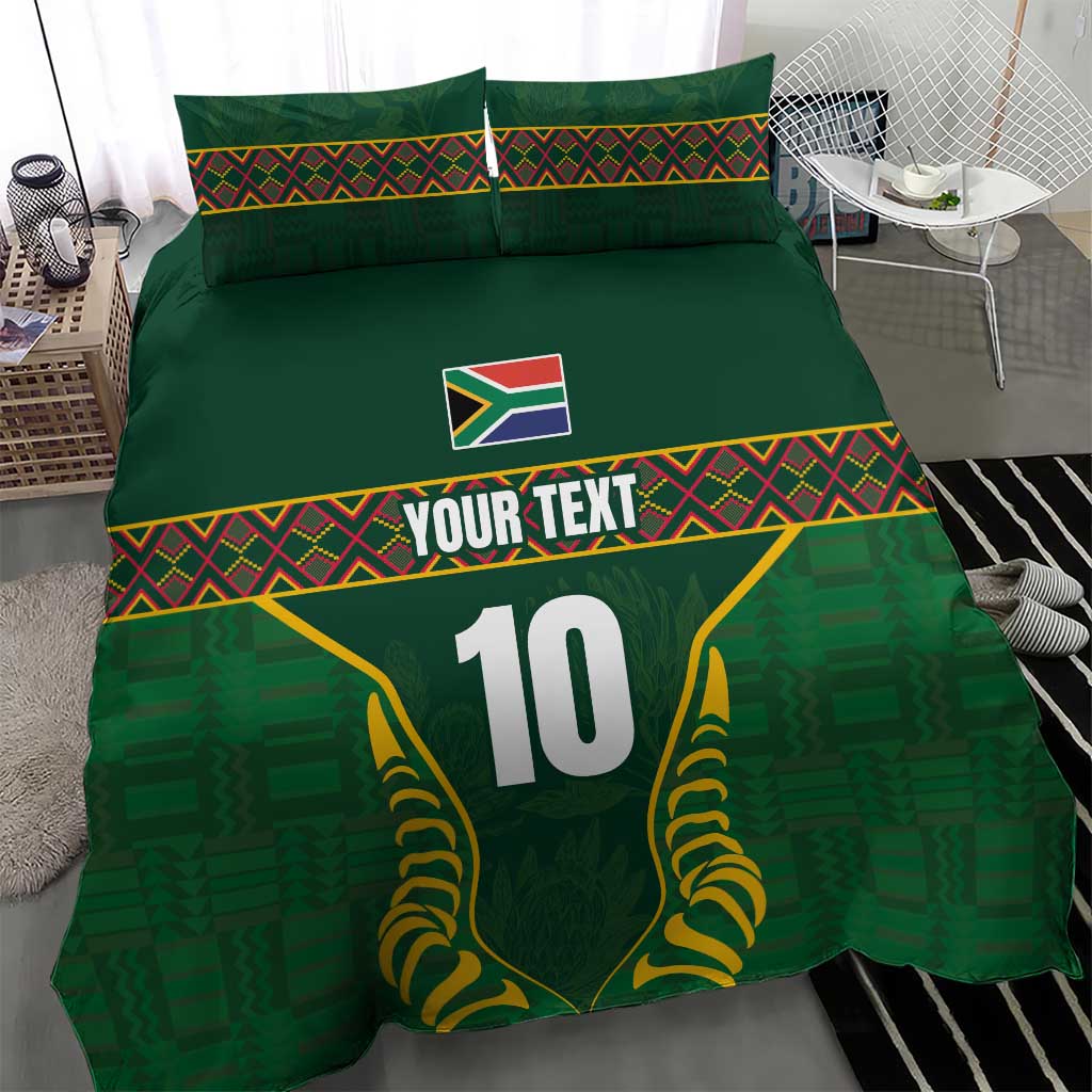 Custom South Africa Rugby Bedding Set Springboks Spirit and King Protea