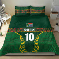 Custom South Africa Rugby Bedding Set Springboks Spirit and King Protea