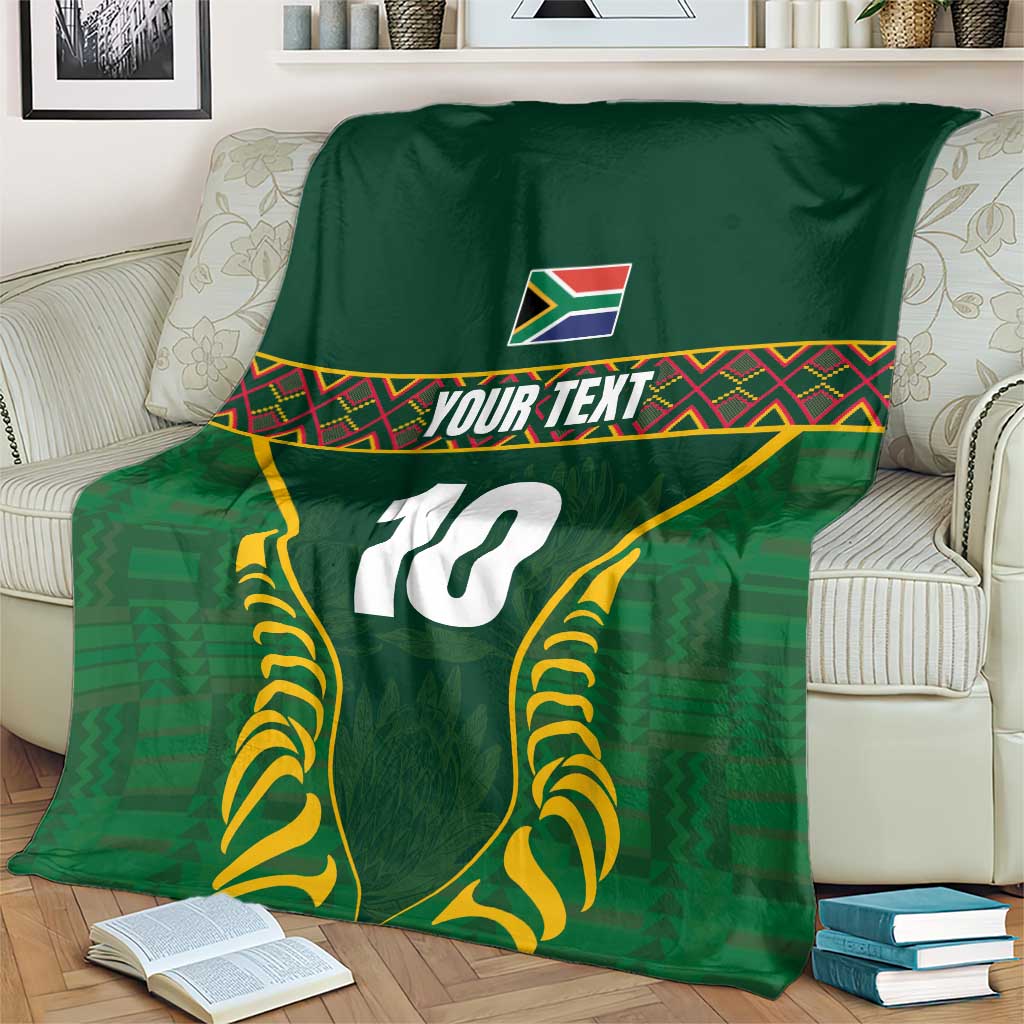 Custom South Africa Rugby Blanket Springboks Spirit and King Protea
