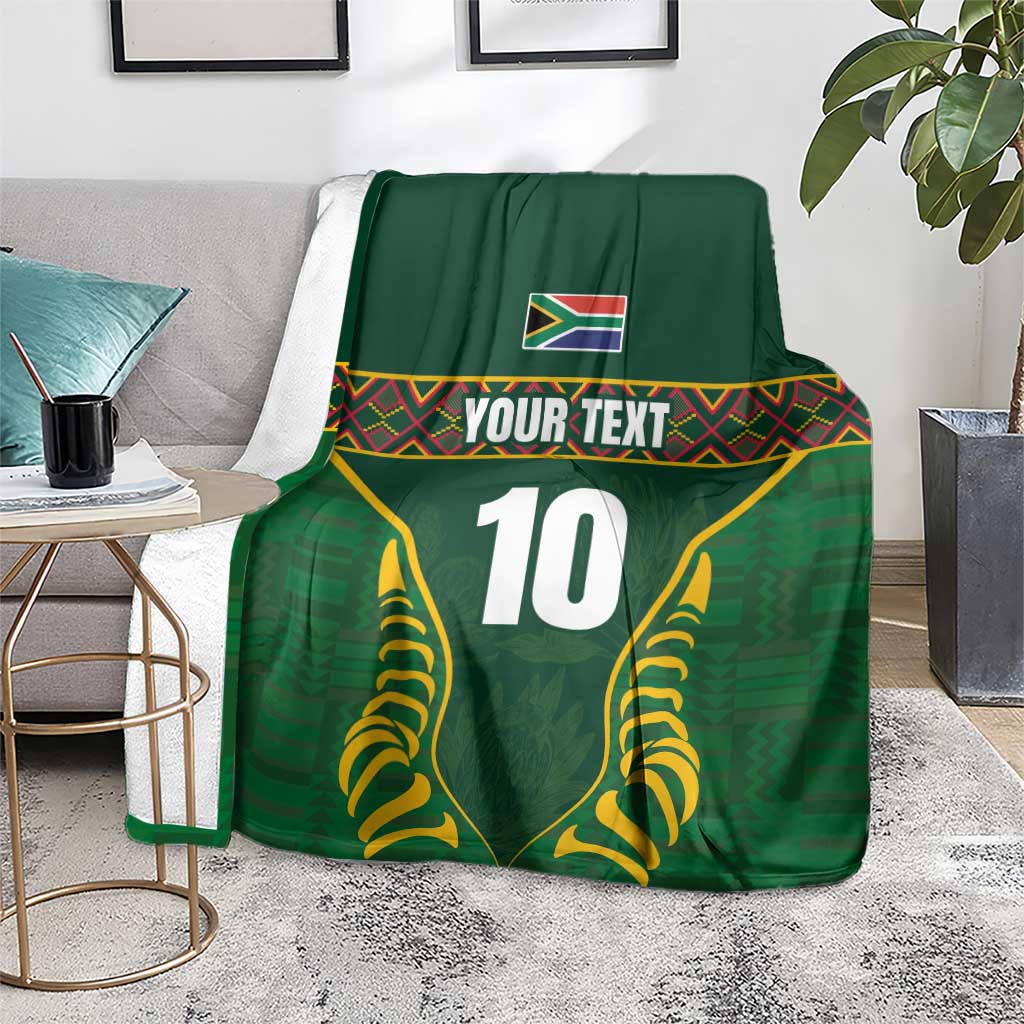 Custom South Africa Rugby Blanket Springboks Spirit and King Protea