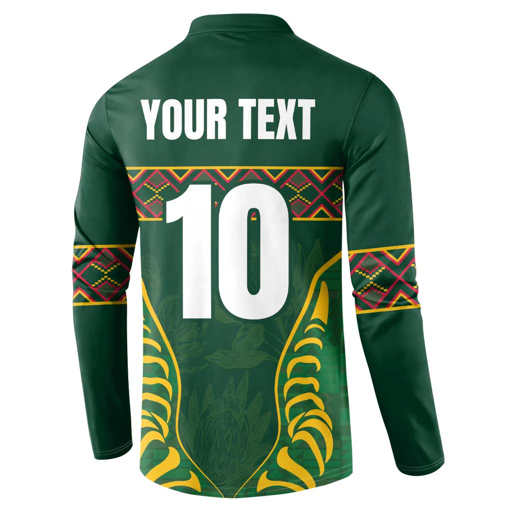 Custom South Africa Rugby Button Sweatshirt Springboks Spirit and King Protea