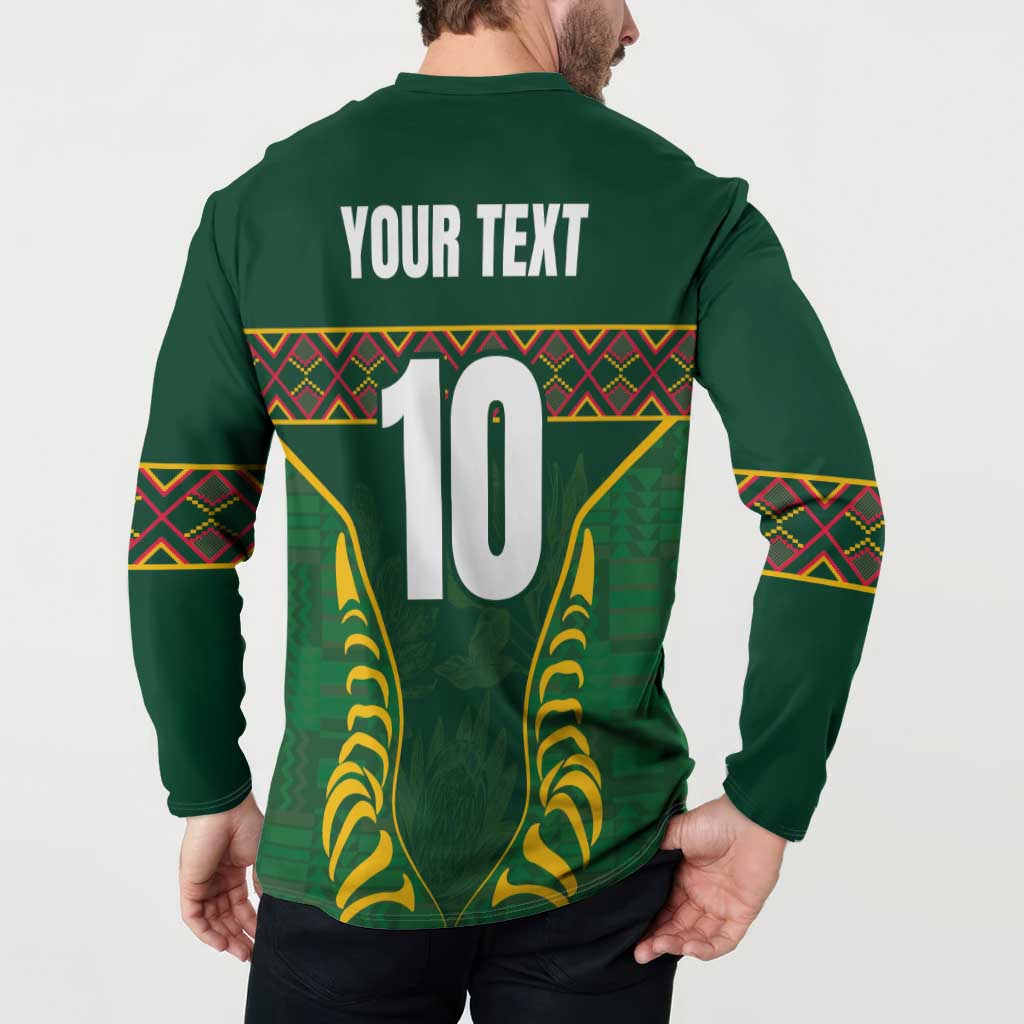 Custom South Africa Rugby Button Sweatshirt Springboks Spirit and King Protea