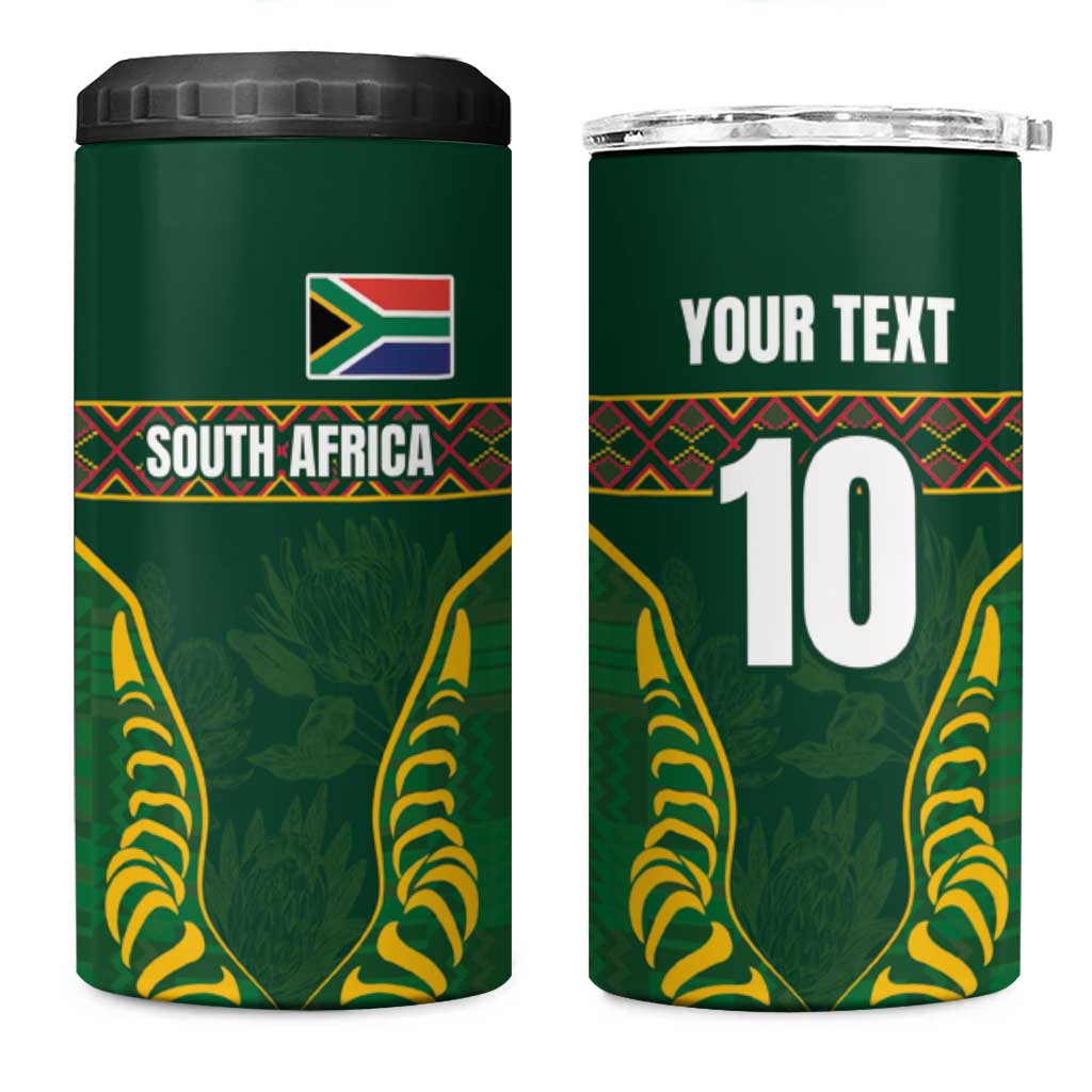 Custom South Africa Rugby 4 in 1 Can Cooler Tumbler Springboks Spirit and King Protea