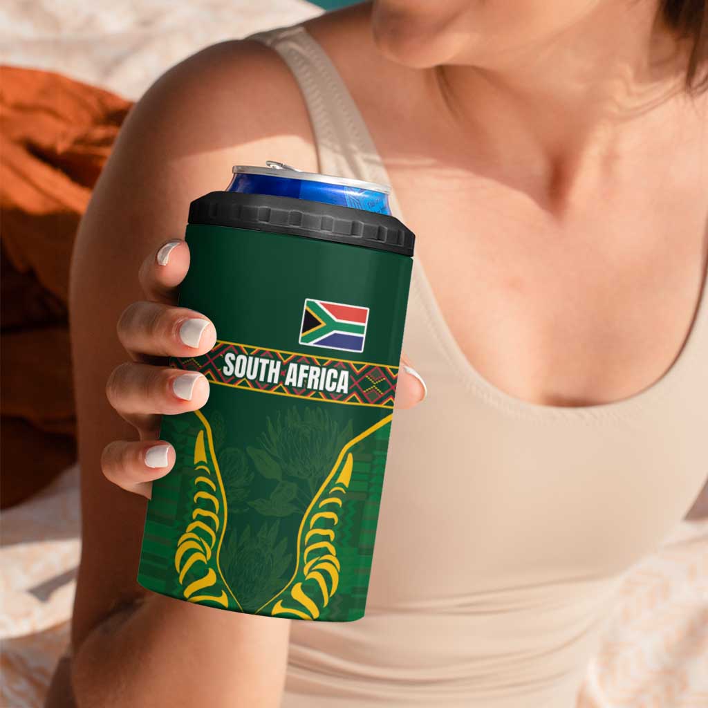 Custom South Africa Rugby 4 in 1 Can Cooler Tumbler Springboks Spirit and King Protea