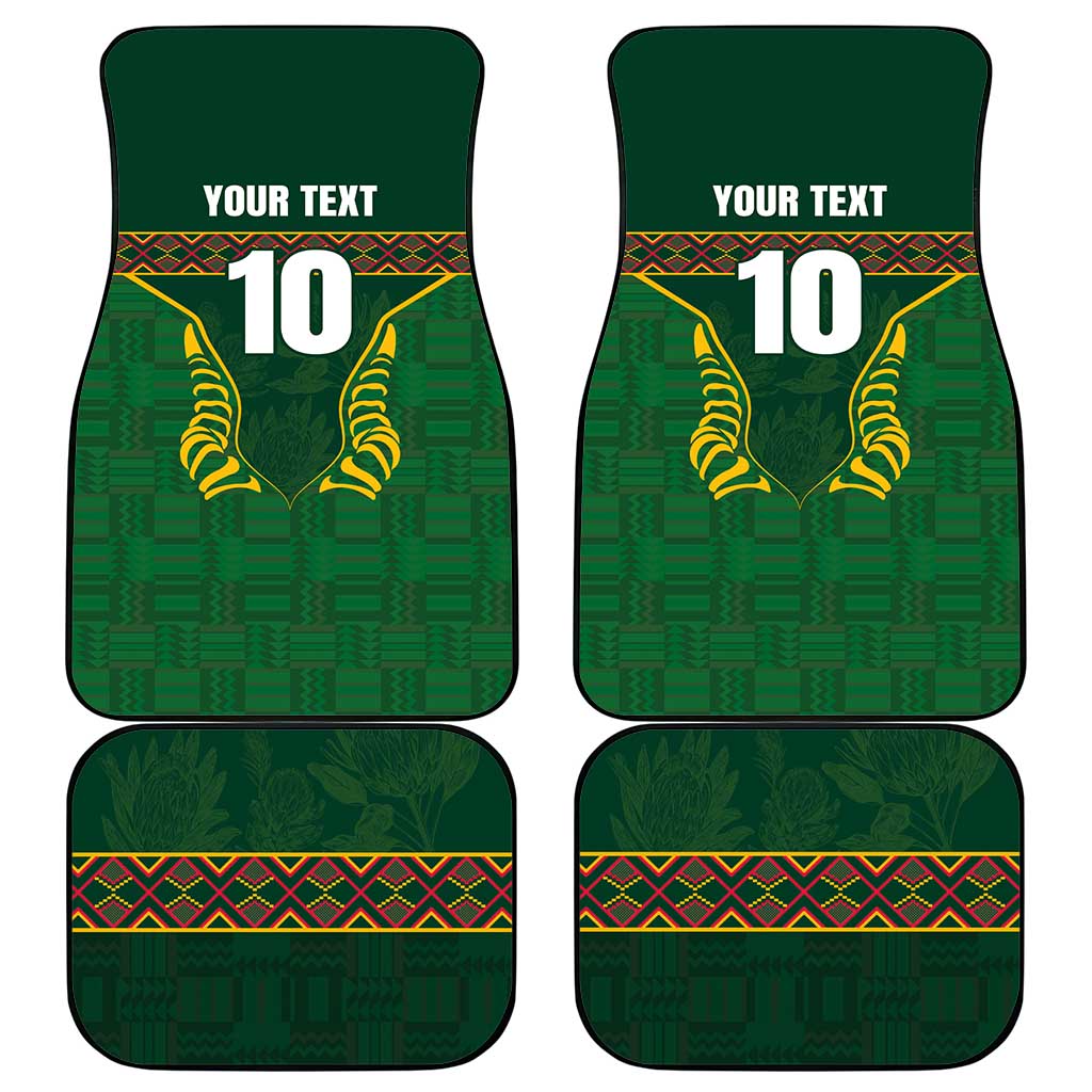 Custom South Africa Rugby Car Mats Springboks Spirit and King Protea