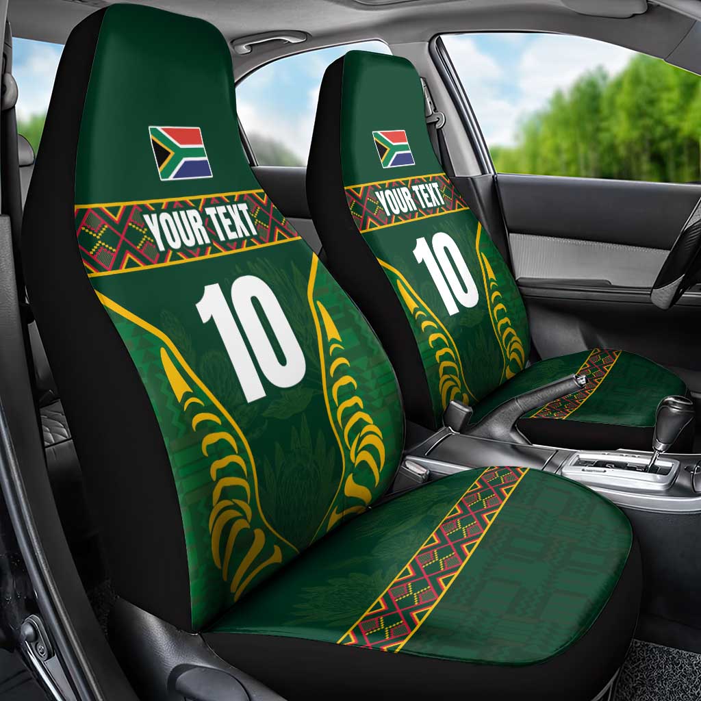 Custom South Africa Rugby Car Seat Cover Springboks Spirit and King Protea