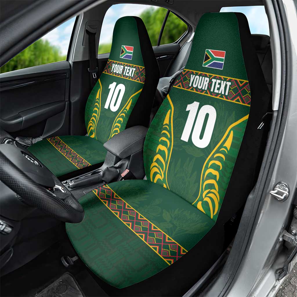 Custom South Africa Rugby Car Seat Cover Springboks Spirit and King Protea