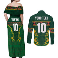Custom South Africa Rugby Couples Matching Off Shoulder Maxi Dress and Long Sleeve Button Shirt Springboks Spirit and King Protea