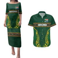 Custom South Africa Rugby Couples Matching Puletasi and Hawaiian Shirt Springboks Spirit and King Protea