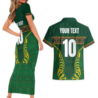 Custom South Africa Rugby Couples Matching Short Sleeve Bodycon Dress and Hawaiian Shirt Springboks Spirit and King Protea