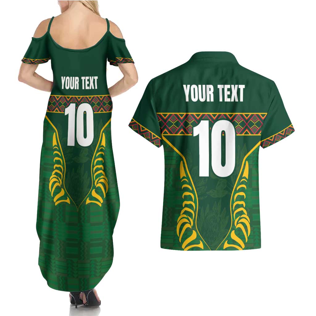 Custom South Africa Rugby Couples Matching Summer Maxi Dress and Hawaiian Shirt Springboks Spirit and King Protea
