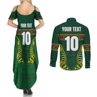 Custom South Africa Rugby Couples Matching Summer Maxi Dress and Long Sleeve Button Shirt Springboks Spirit and King Protea